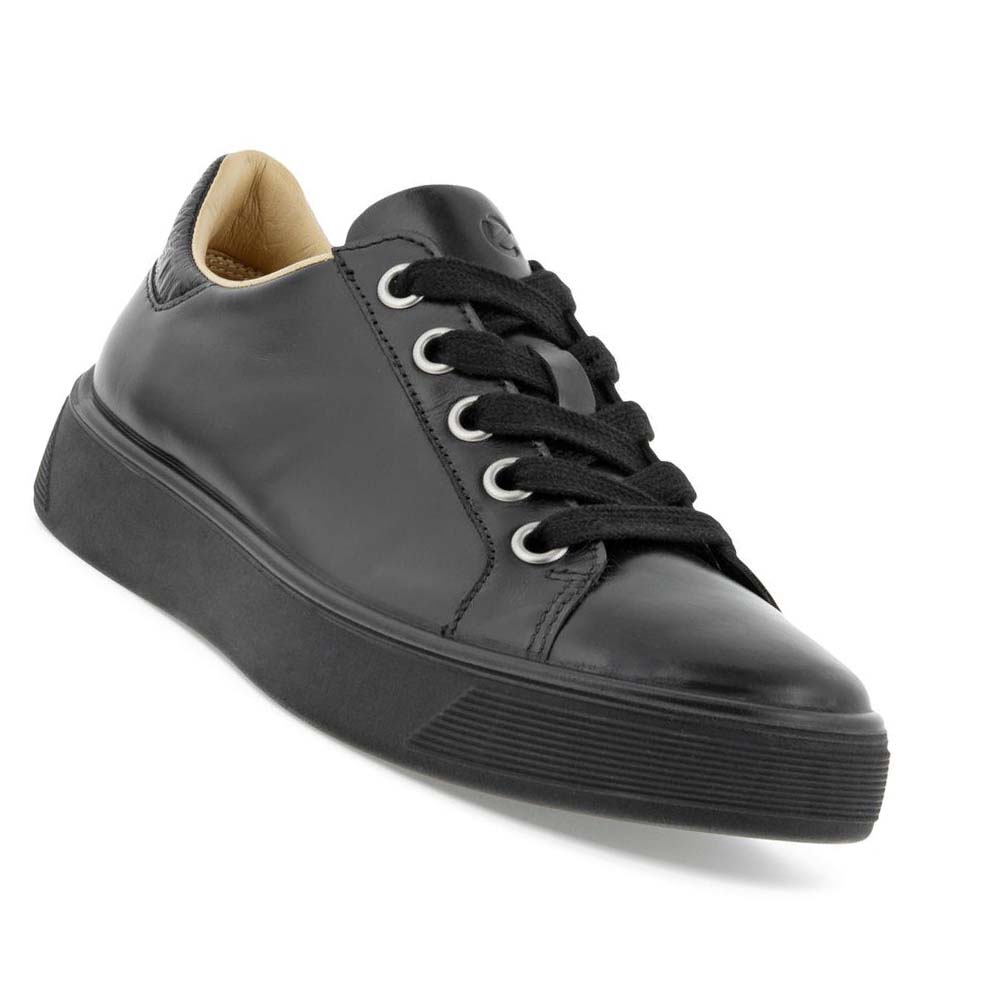 Women's Ecco Street Tray Lx Sneakers Black / Black | USA 261SGL